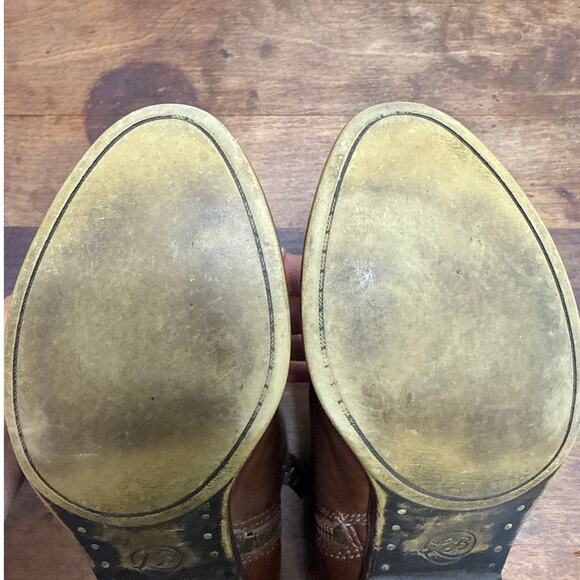 Fossil Basel Leather Ankle Boots Bootie Women's Size 6 1/2 Toffee Side Zipper - Picture 8 of 14